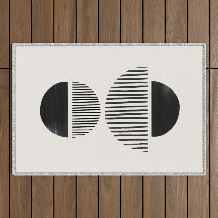 Balancing Stripes No.1 | Black Outdoor Rug
