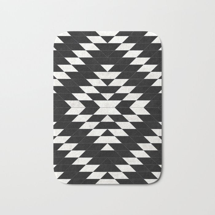 Urban Tribal Pattern No.14 - Aztec - Black Concrete Bath Mat