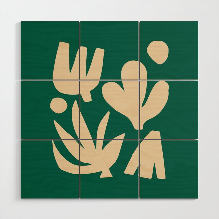 Bottle Green Collage: Paper Cutouts Matisse Edition Wood Wall Art