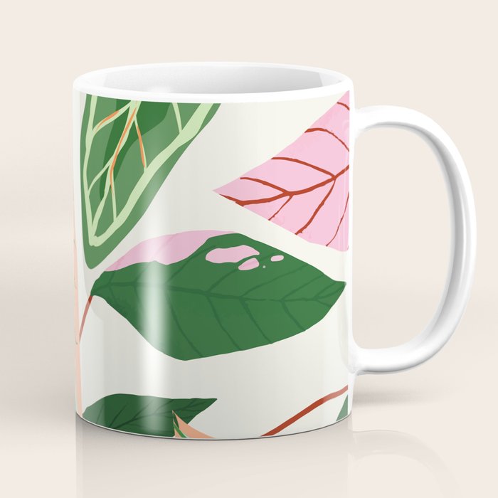 The Inseparable V.01, Nature Botanical Plants, Blush Leaves Modern Boho, Pastel Illustration Garden Coffee Mug
