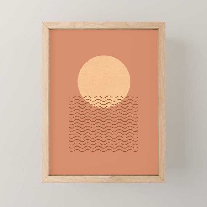 Ocean Wave Terracotta - Mid Century Modern Mini Art Print