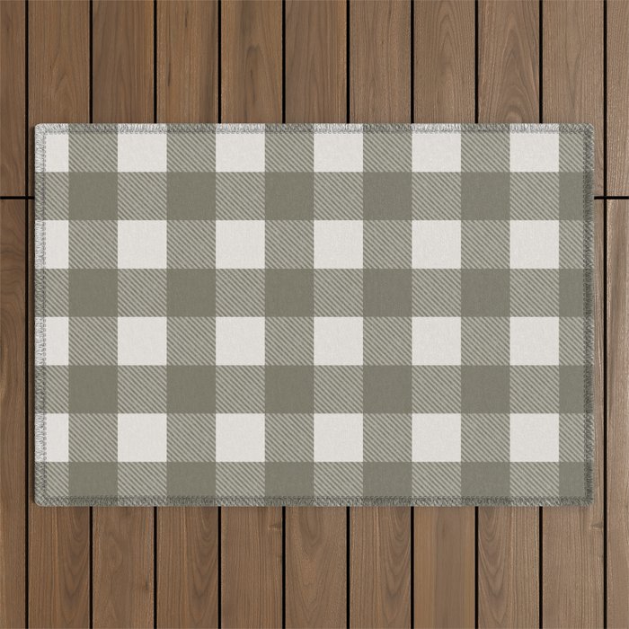 Gingham Cloth / Olive Checks Outdoor Rug