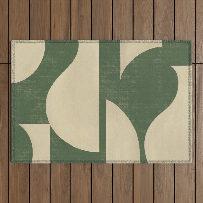 Abstract Vase Collage - Deep Green Outdoor Rug