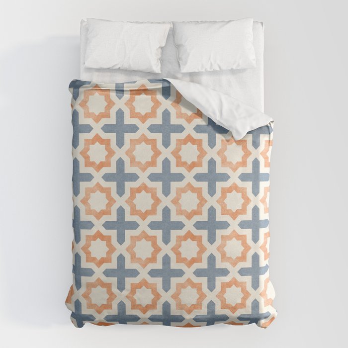 River Stars - Tangerine And Blue Duvet Cover