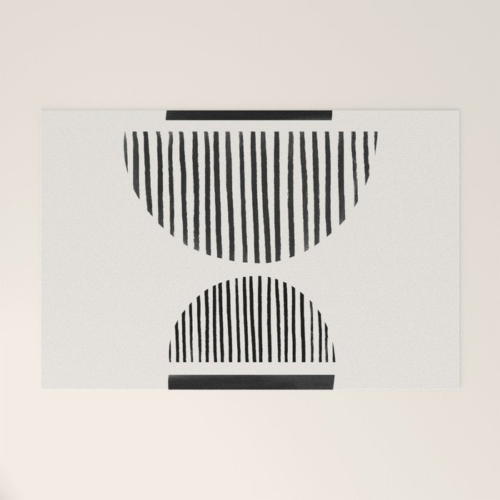 Balancing Stripes No.1 | Black Welcome Mat