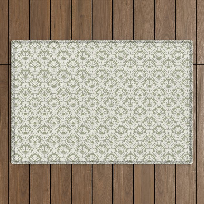 Surfside Deco . Lush Green On Neutral Outdoor Rug