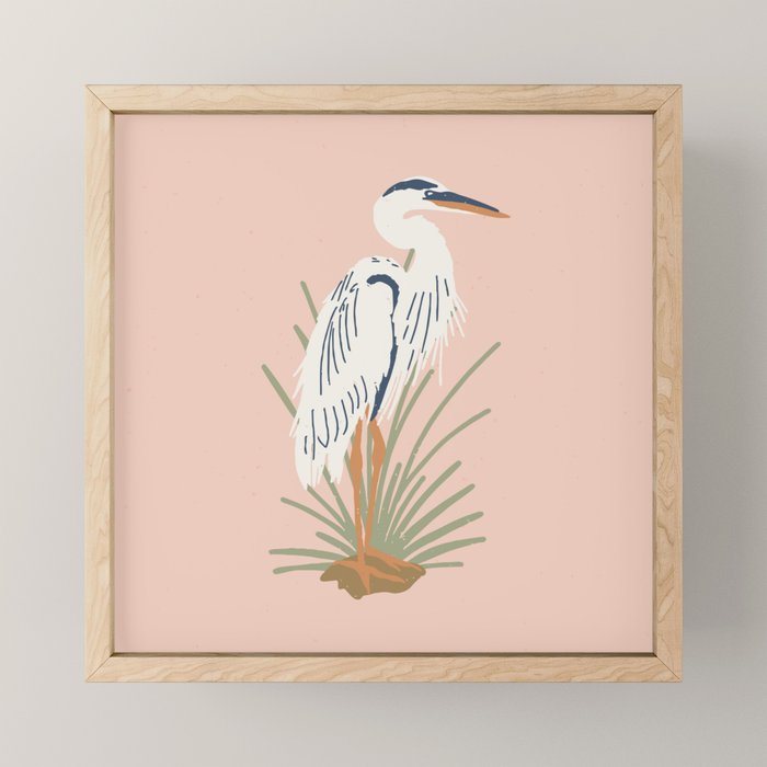 Coastal Cranes Peachy Pink Mini Art Print