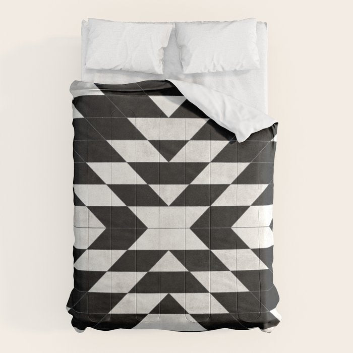 Urban Tribal Pattern No.14 - Aztec - Black Concrete Comforter