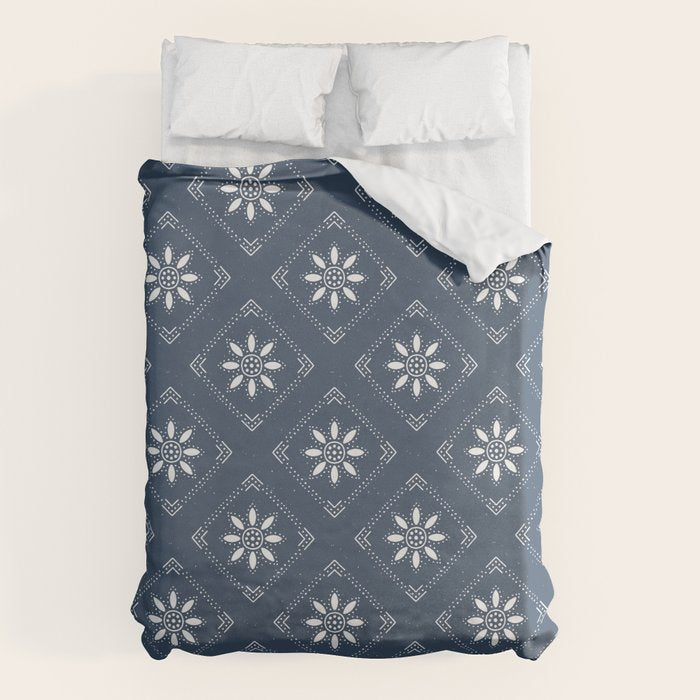 Scandinavian Classic Blue Squares Duvet Cover