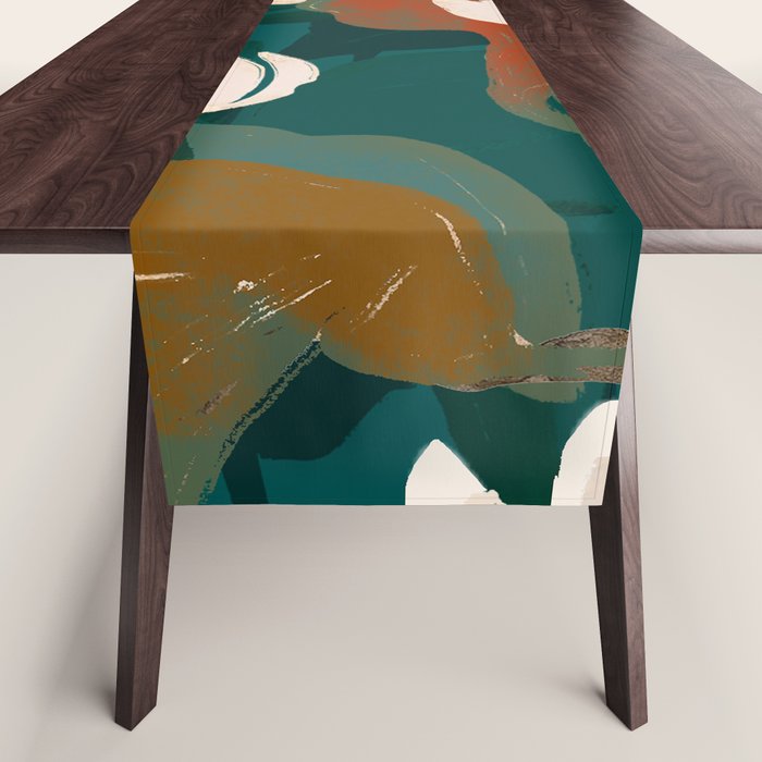 Abstract Art Garden Flowers Table Runner
