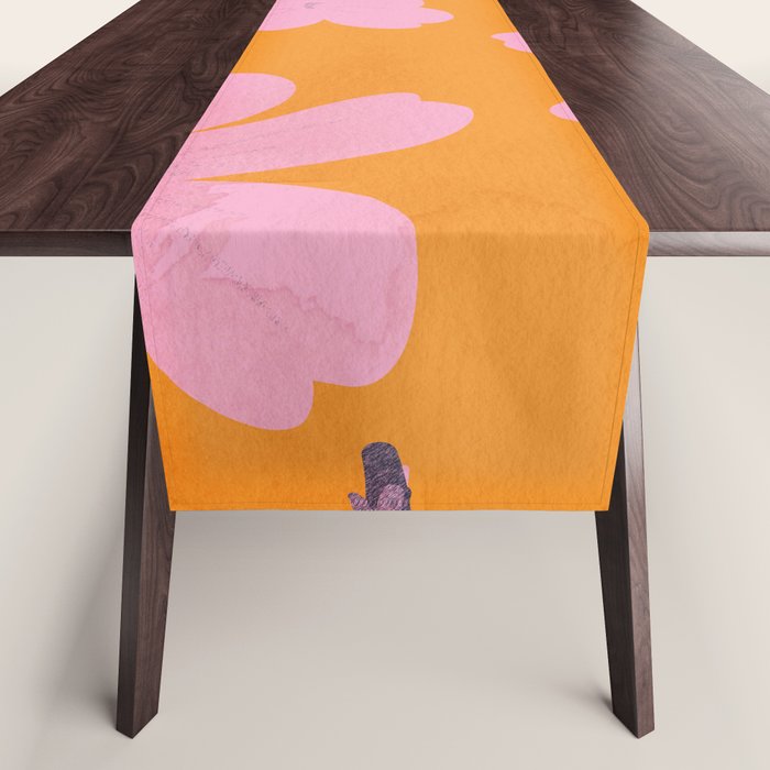 Abstract Minimal Flowers 18 Table Runner