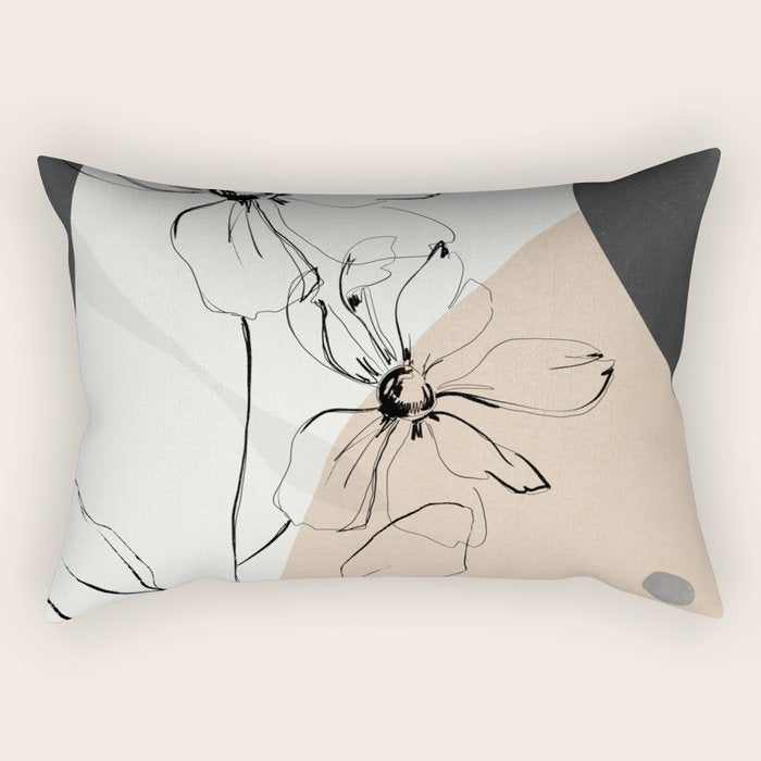 Abstract Art /Minimal Flowers Rectangular Pillow