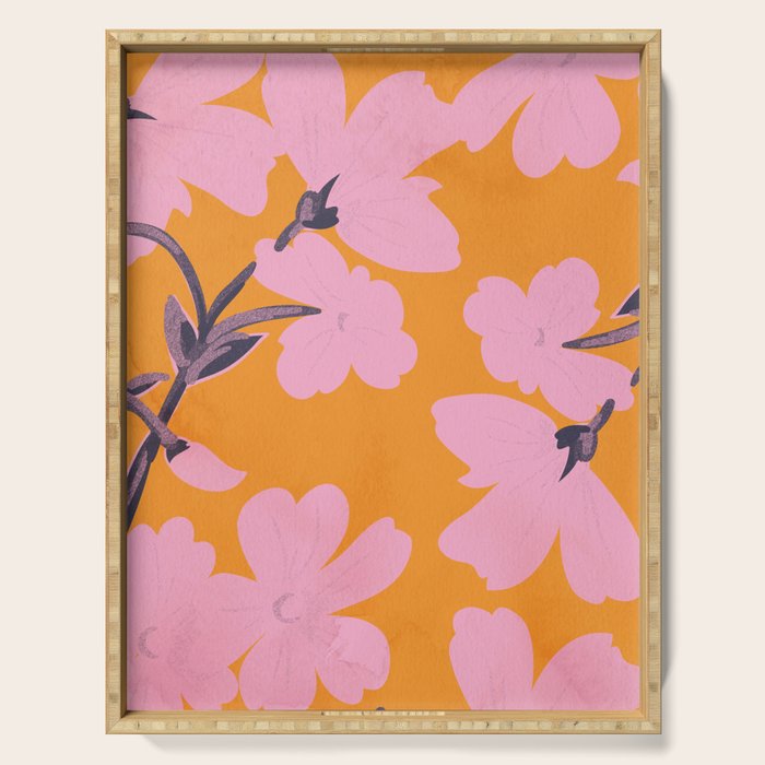 Abstract Minimal Flowers 18 Serving Tray