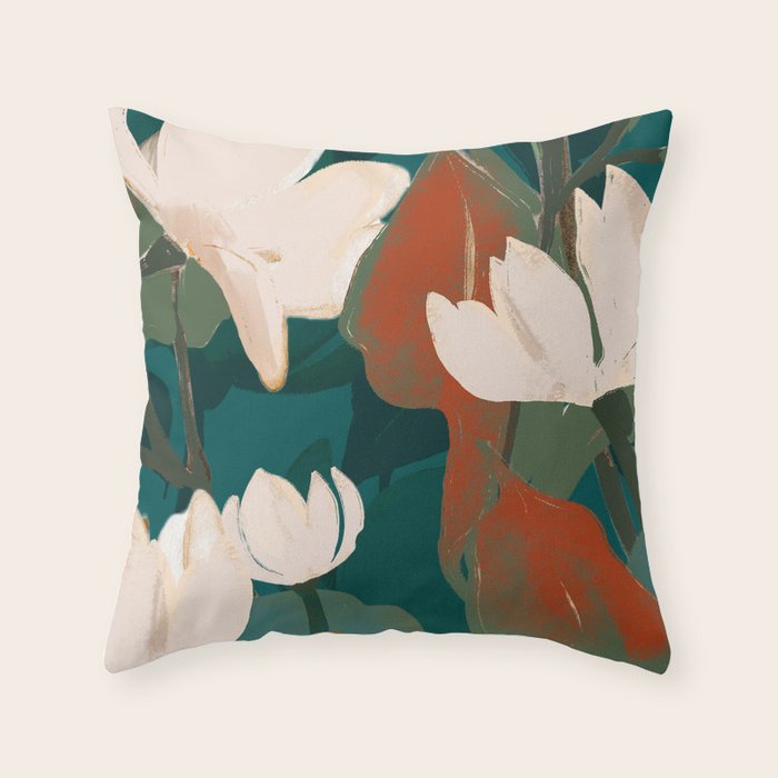 Abstract Art Garden Flowers Throw Pillow
