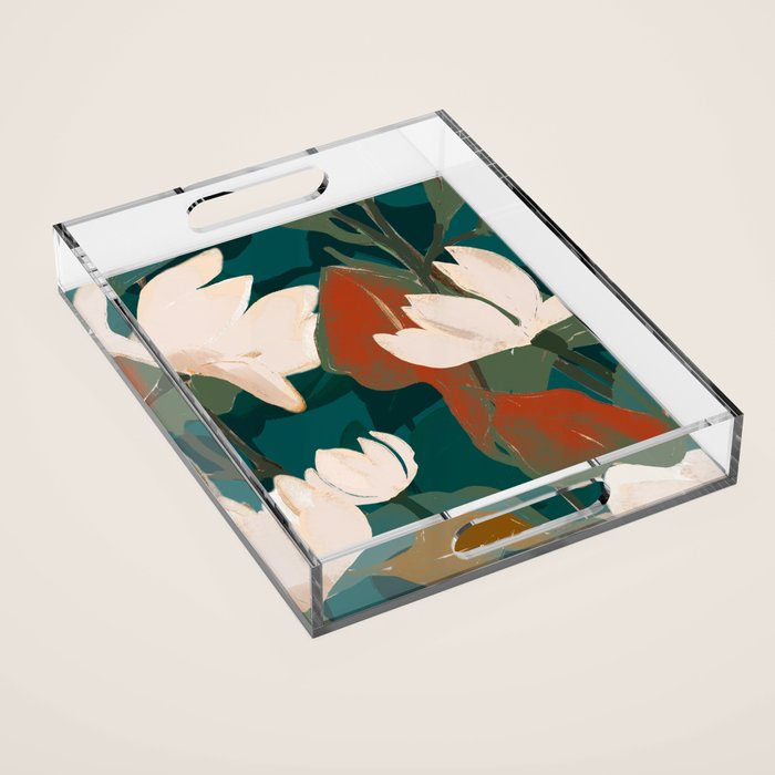 Abstract Art Garden Flowers Acrylic Tray
