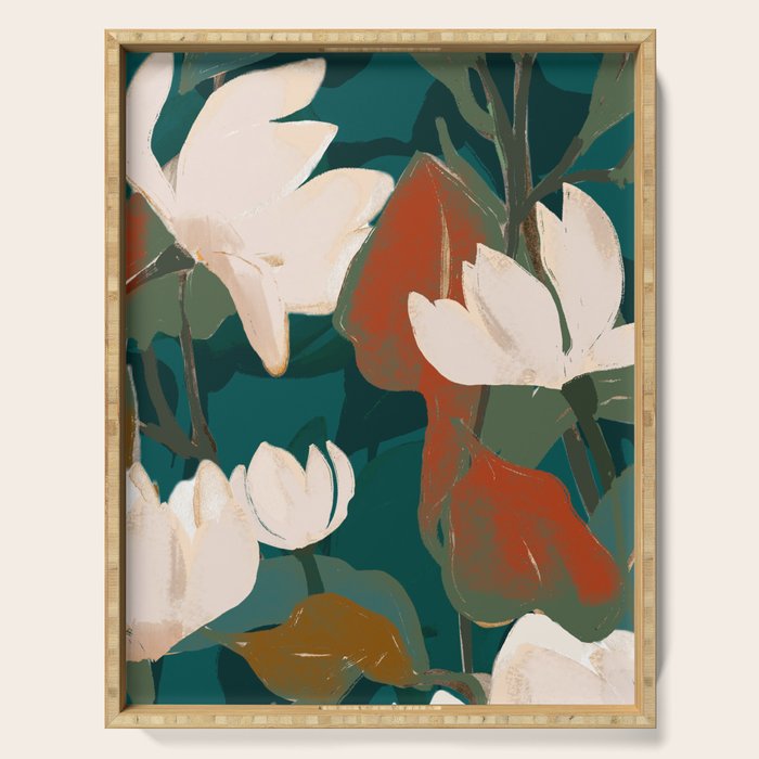 Abstract Art Garden Flowers Serving Tray