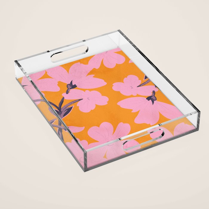 Abstract Minimal Flowers 18 Acrylic Tray