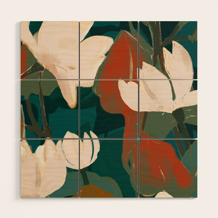Abstract Art Garden Flowers Wood Wall Art