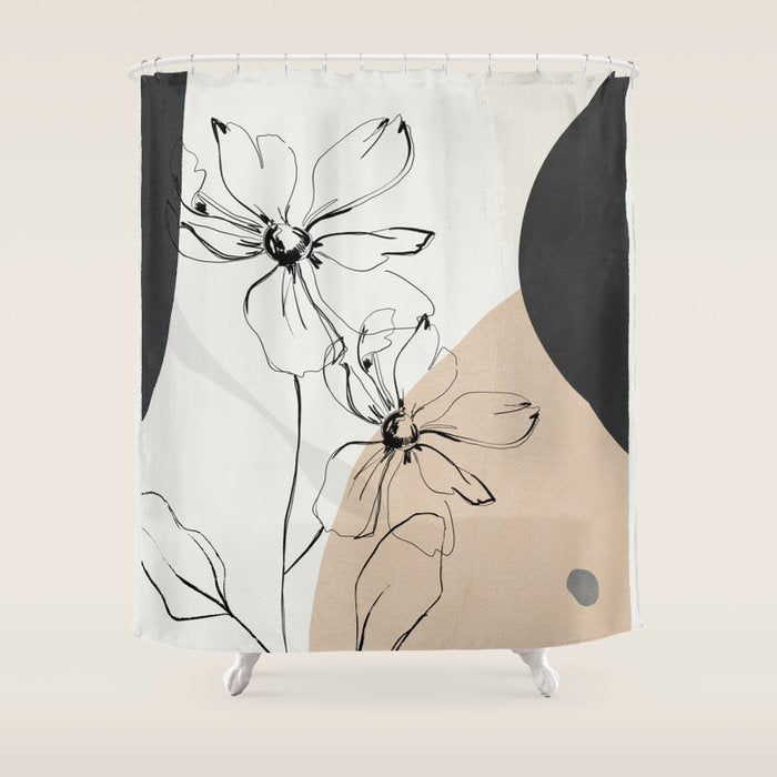 Abstract Art /Minimal Flowers Shower Curtain