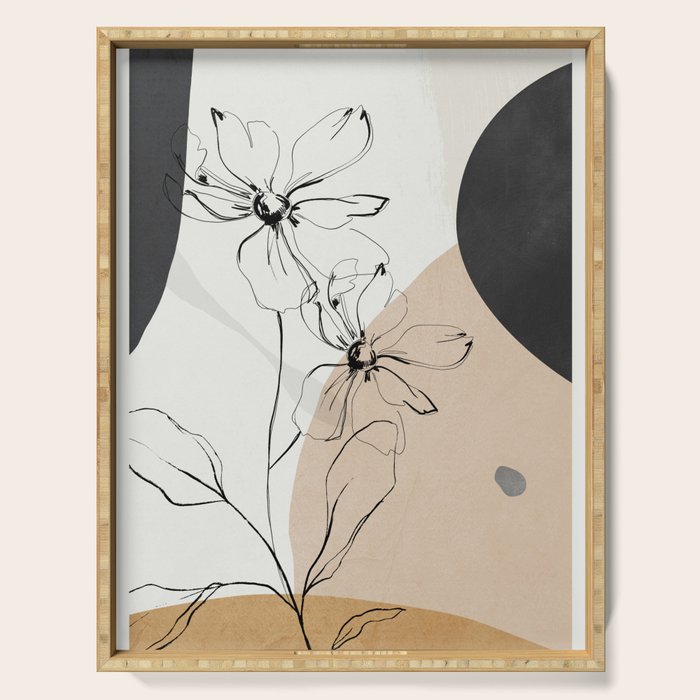 Abstract Art /Minimal Flowers Serving Tray