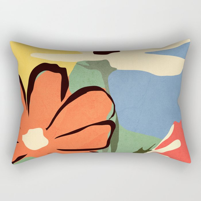 Modern Abstract Art Flowers 14 Rectangular Pillow