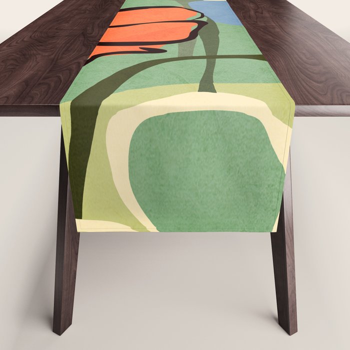 Modern Abstract Art Flowers 14 Table Runner