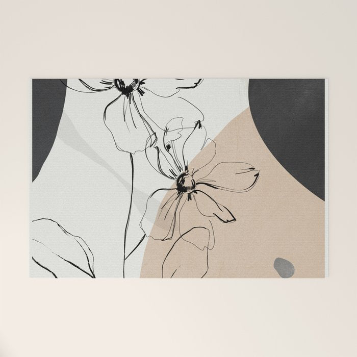 Abstract Art /Minimal Flowers Welcome Mat