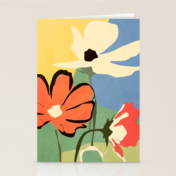 Modern Abstract Art Flowers 14 Stationery Card