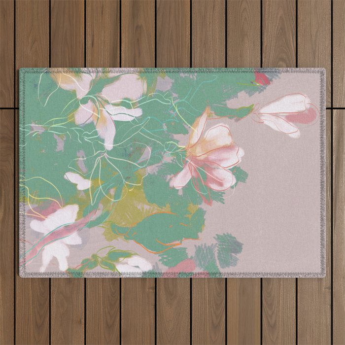 Magnolia Pastel Abstract Art Outdoor Rug
