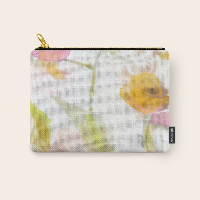 Pink Spring Summer Floral Abstract Carry All Pouch