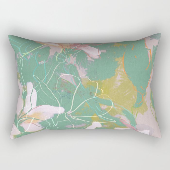Magnolia Pastel Abstract Art Rectangular Pillow