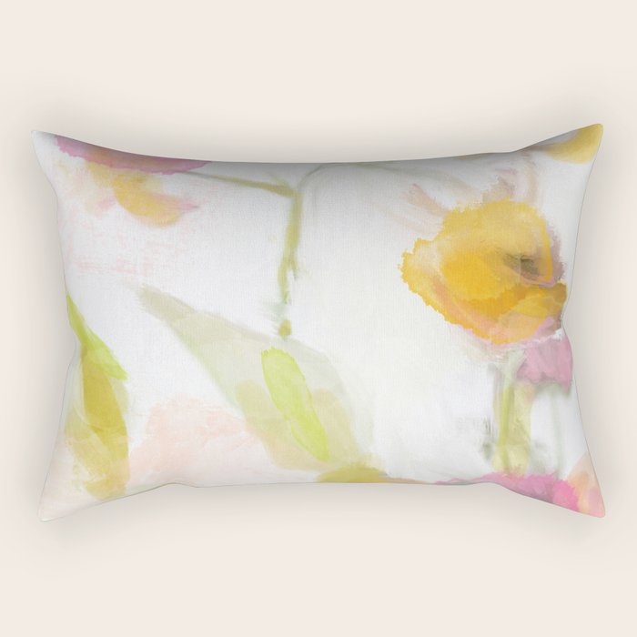 Pink Spring Summer Floral Abstract Rectangular Pillow