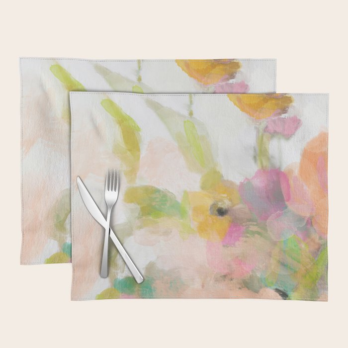 Pink Spring Summer Floral Abstract Placemat