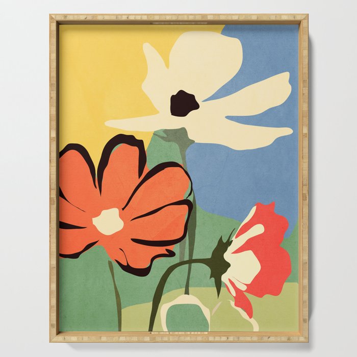 Modern Abstract Art Flowers 14 Serving Tray