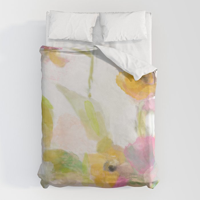 Pink Spring Summer Floral Abstract Duvet Cover