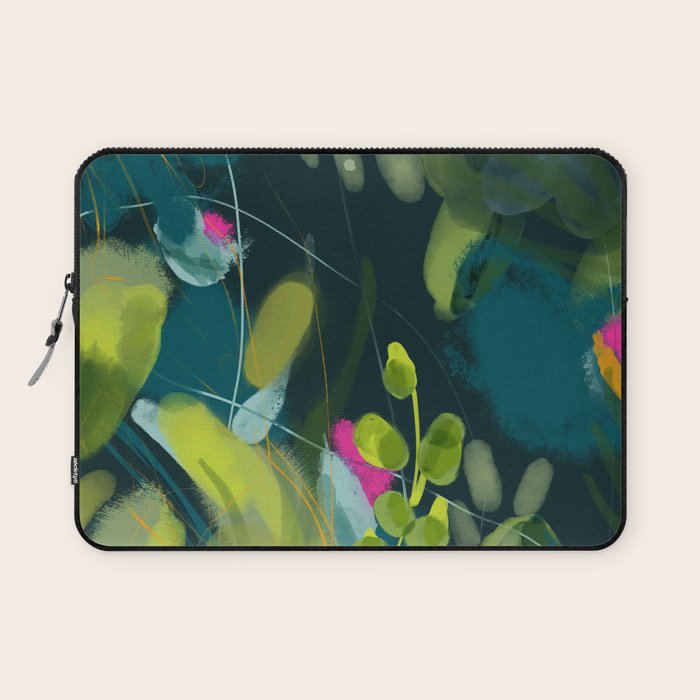 Abstract Jungle Fever Leaves In Floral Green Laptop Sleeve