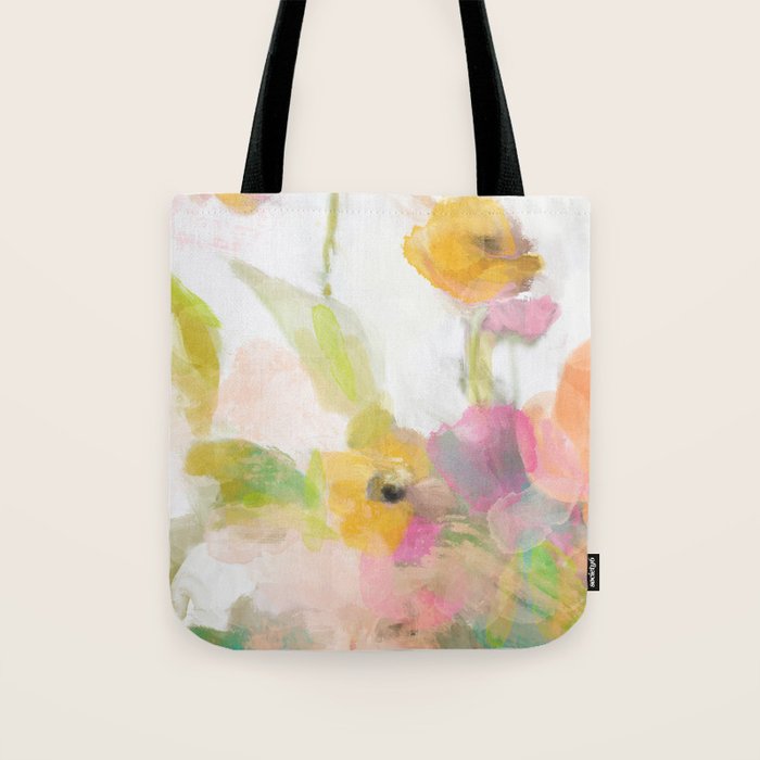 Pink Spring Summer Floral Abstract Tote Bag