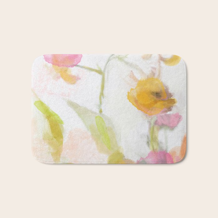 Pink Spring Summer Floral Abstract Bath Mat