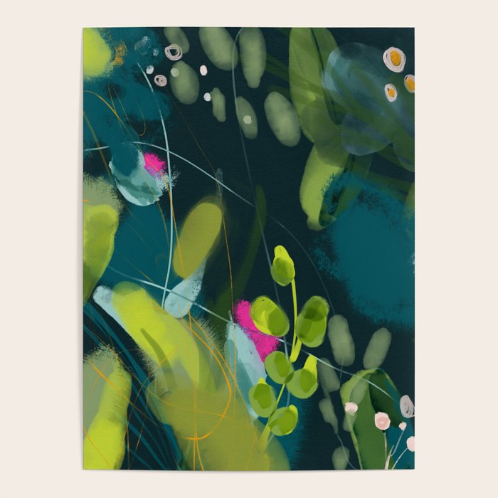 Abstract Jungle Fever Leaves In Floral Green Poster