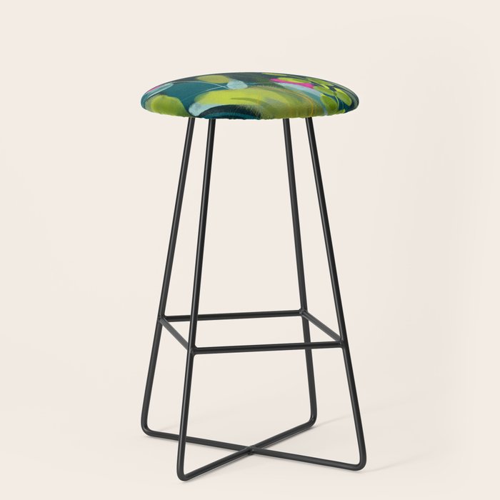 Abstract Jungle Fever Leaves In Floral Green Stool