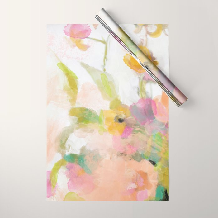 Pink Spring Summer Floral Abstract Wrapping Paper