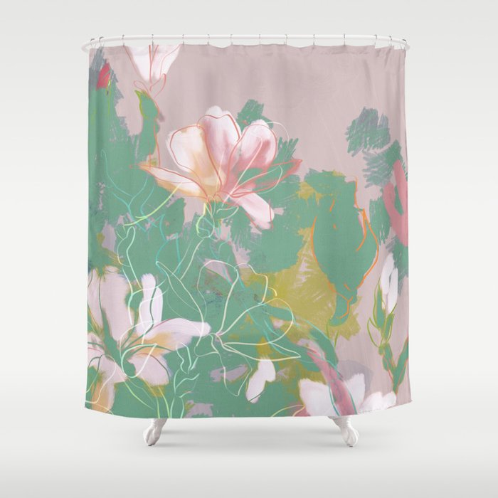 Magnolia Pastel Abstract Art Shower Curtain