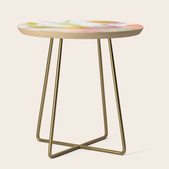 Pink Spring Summer Floral Abstract Side Table