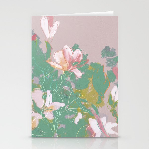 Magnolia Pastel Abstract Art Stationery Card