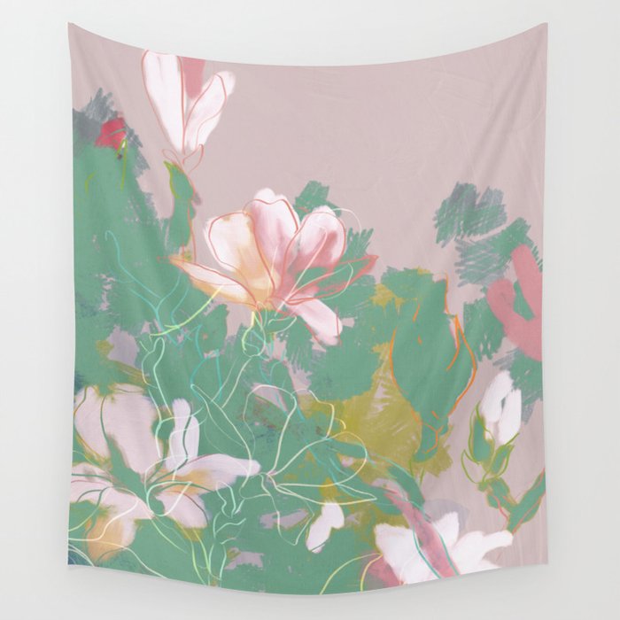 Magnolia Pastel Abstract Art Wall Tapestry