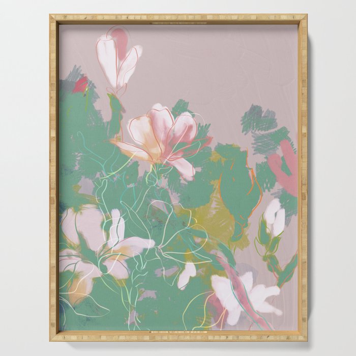 Magnolia Pastel Abstract Art Serving Tray