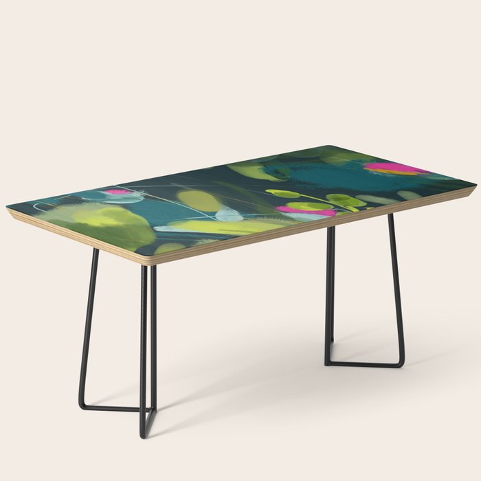 Abstract Jungle Fever Leaves In Floral Green Coffee Table