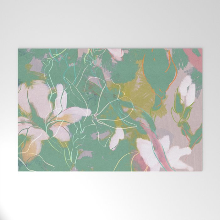 Magnolia Pastel Abstract Art Welcome Mat