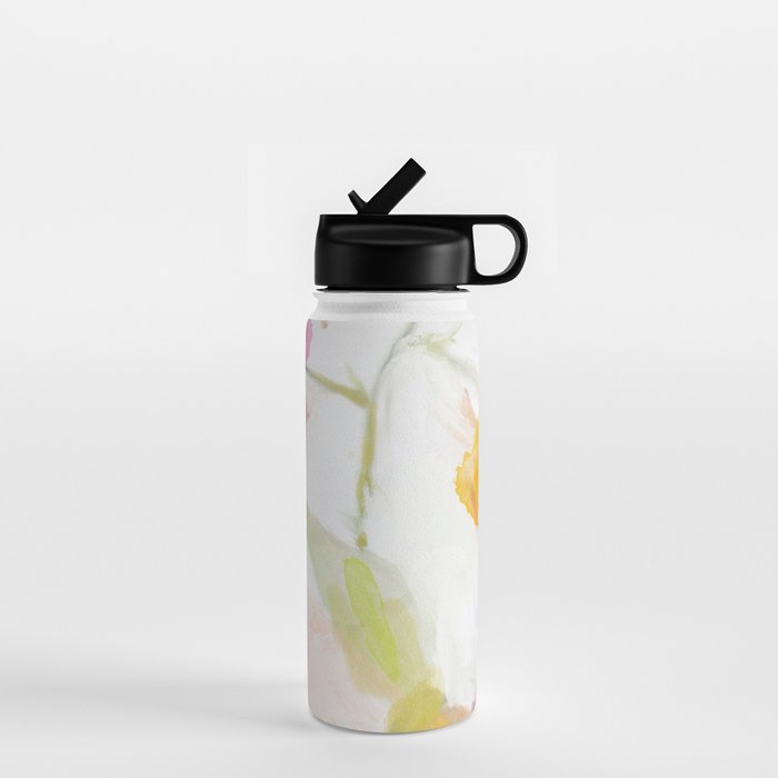 Pink Spring Summer Floral Abstract Water Bottle
