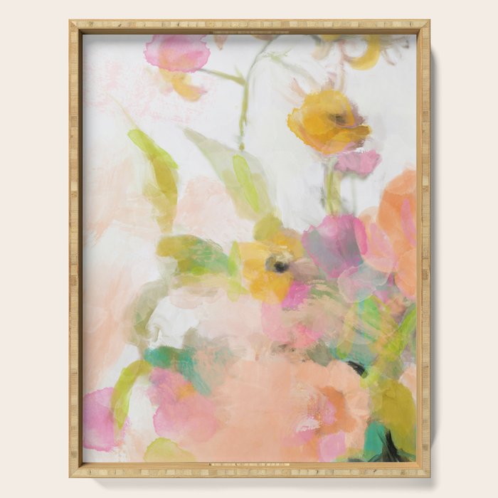 Pink Spring Summer Floral Abstract Serving Tray